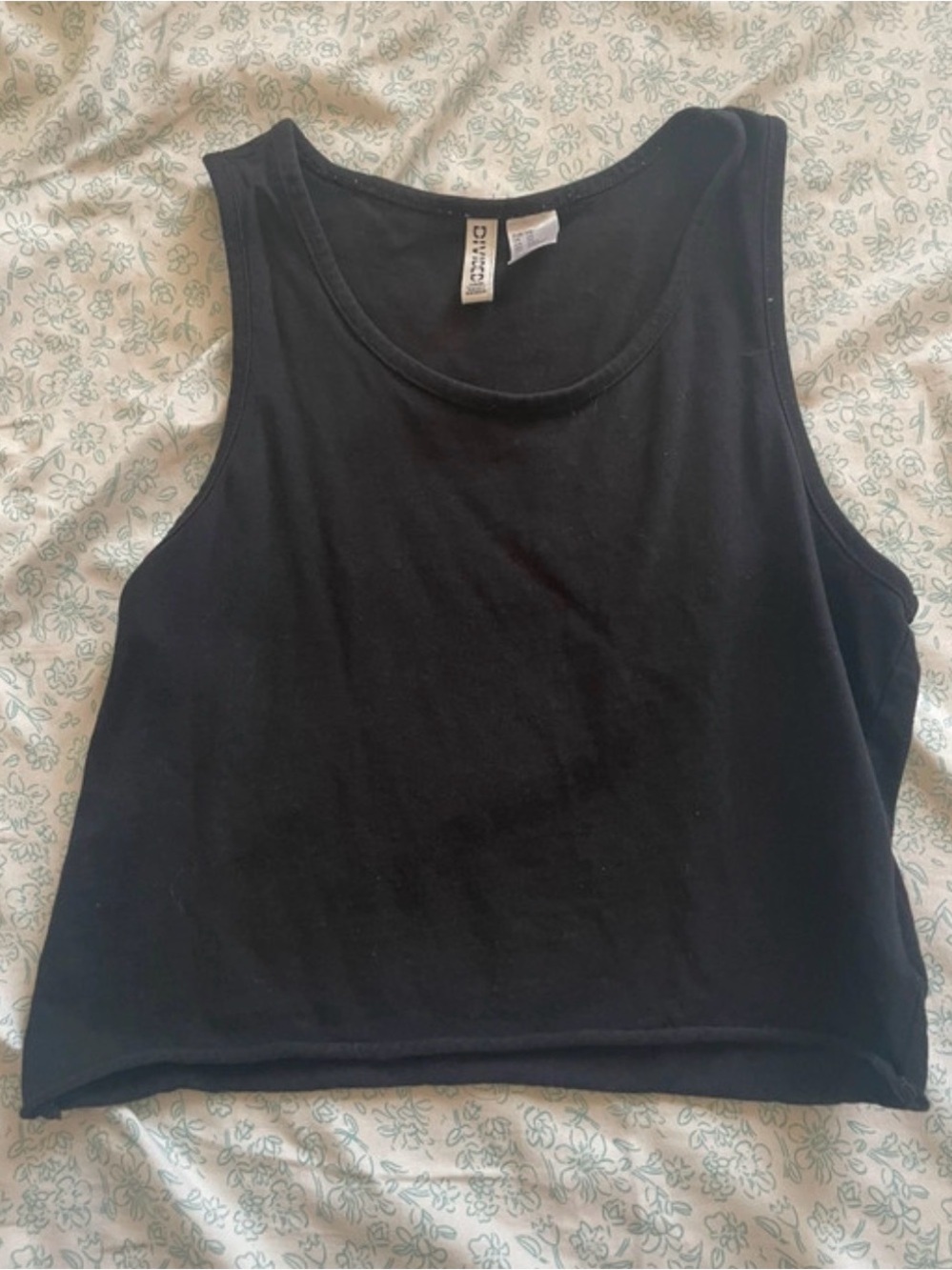 Divided Black Cropped Tank Top